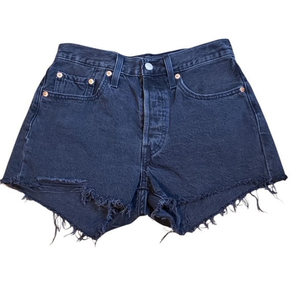 Levis Blsck 501 Denim Jean Shorts 26 - Picture 1 of 5